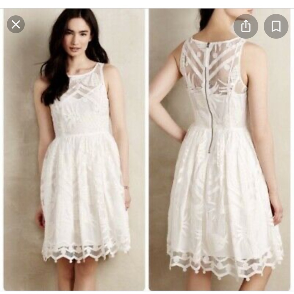 Anthropologie Maeve Pineapple Lace Dress White in excellent used condition
